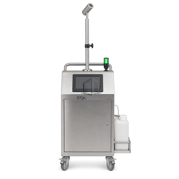 Front view of fogging machine touchscreen and reservoir