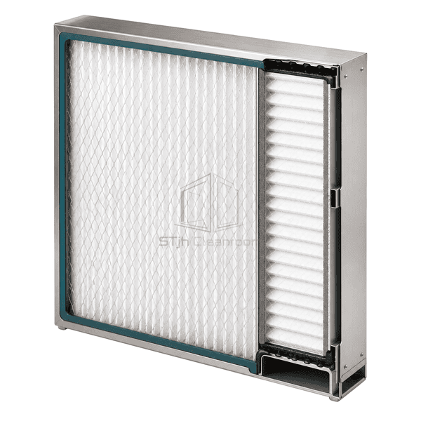 Side cutaway showing hydrophobic pleat pack and sealed media edges