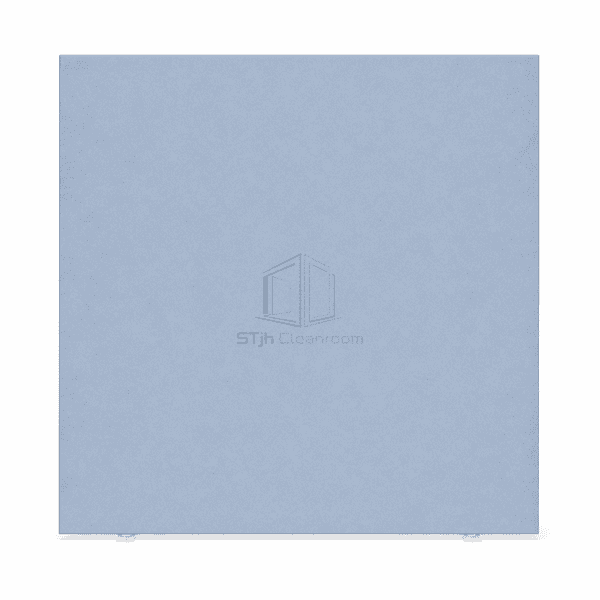 Upright front view of a pale aqua hygienic cleanroom vinyl sample
