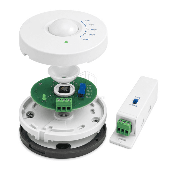 Side view showing low-profile optical head and mounting base