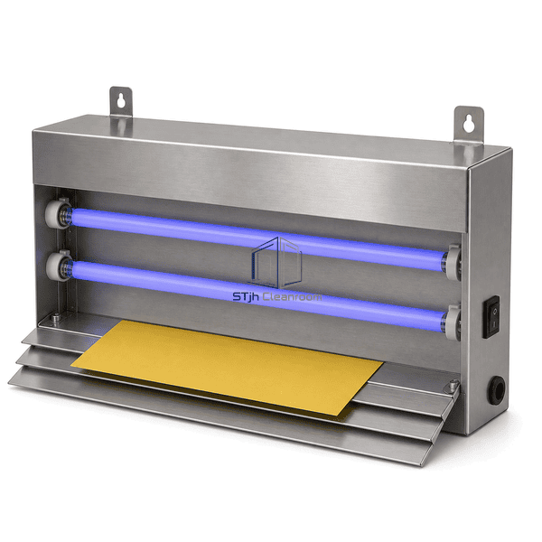 Insect light trap opened to show UV-A lamps and removable adhesive capture board