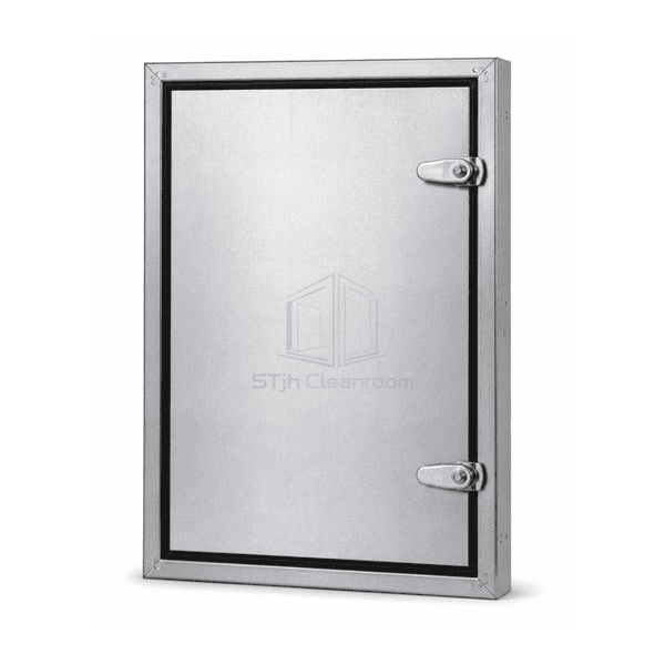 Upright front view of a complete hinged duct access door
