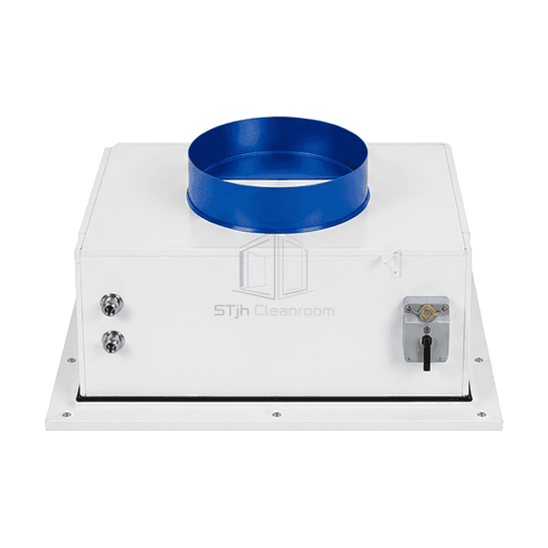 Top view of ducted HEPA supply module collar actuator and mounting flange