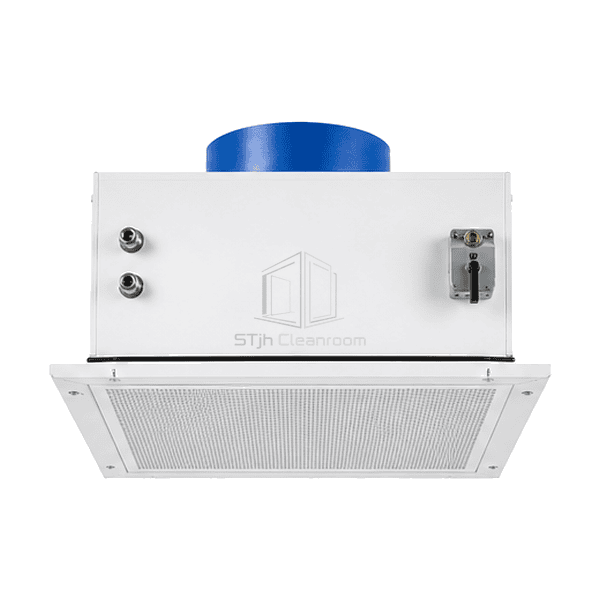 Room-side view of clean air supply module perforated diffuser and test ports