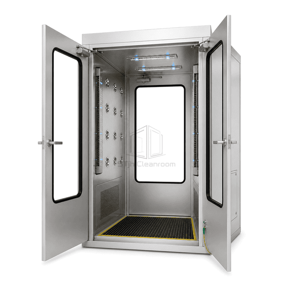 Interior view showing ion bars, conductive nozzles, low returns and the interlocked door frame