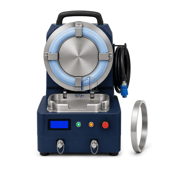 Front view of the pressure-decay test head and status light