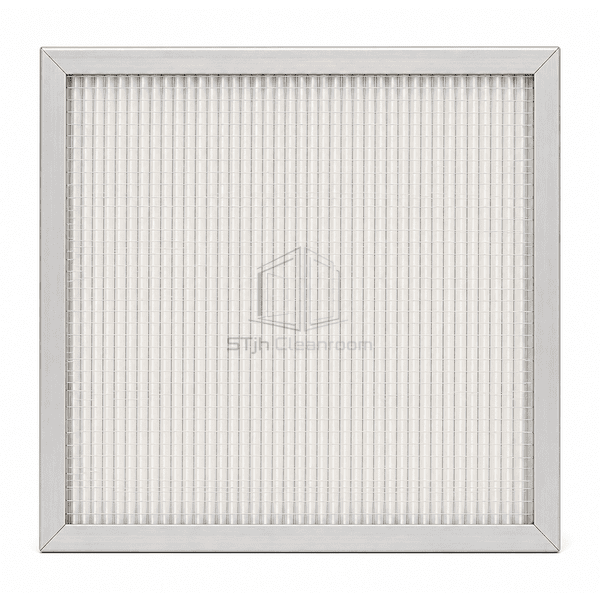Front view of mini-pleat HEPA media within the knife-edge frame