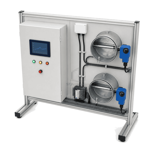 Elevated complete view of Laboratory Negative Pressure Control System with full frame, cabinet and supply-exhaust airflow hardware