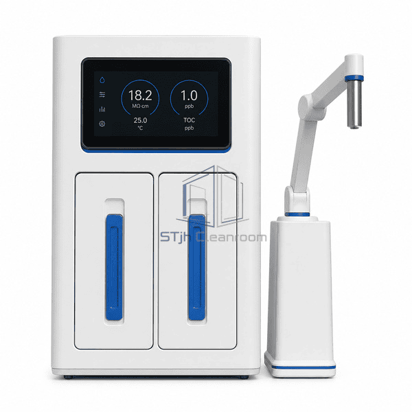 Laboratory ultrapure water system straight front control display