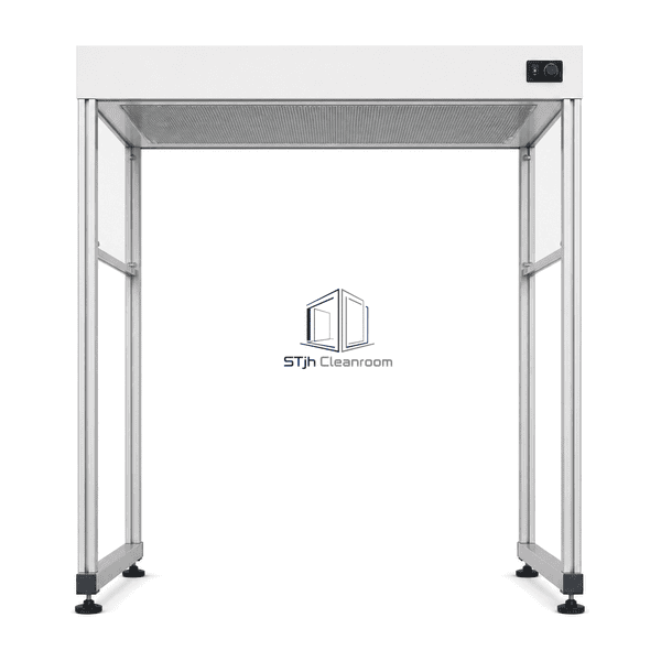 Front view beneath the open laminar flow canopy work zone