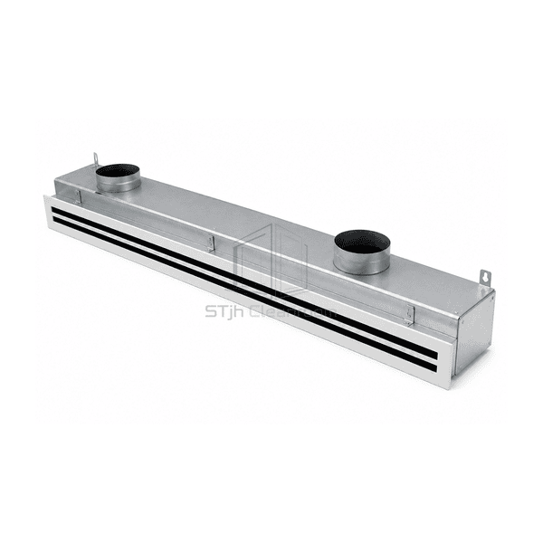 Complete linear slot diffuser and full-length balancing plenum