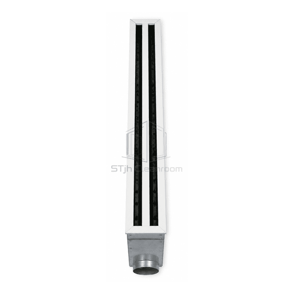 Front face view of two-slot cleanroom linear air diffuser