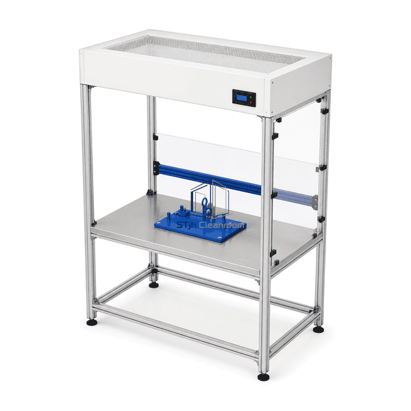 High-angle view of the workstation frame around the protected process footprint