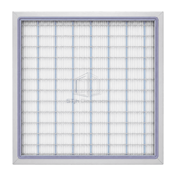 Upright front view of low-boron mini-pleat HEPA panel