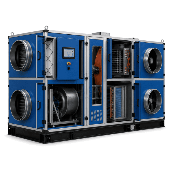 Cutaway showing coils rotor fans and reactivation section in the low-dew-point unit