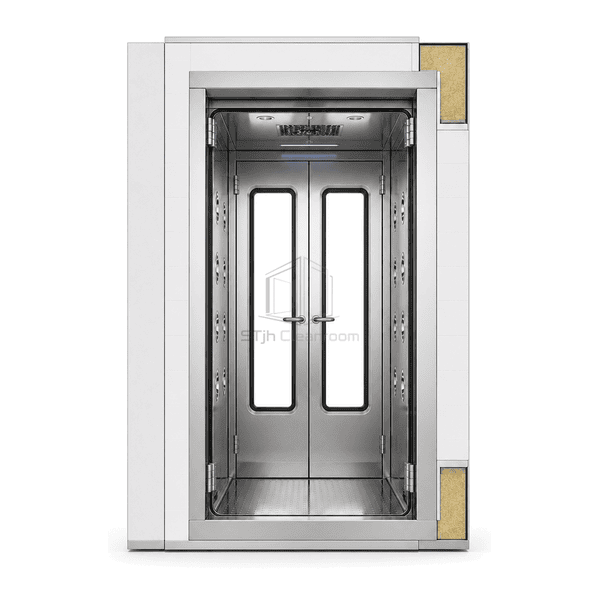 Front elevation of the cold-room air shower and insulated door