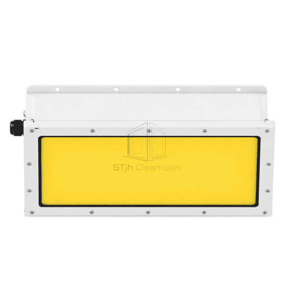 Front view of the protected yellow safe-light window