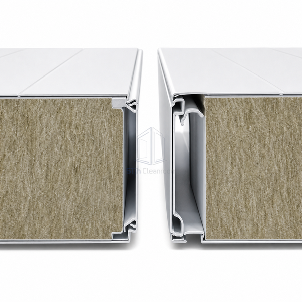 Machine-made cleanroom panel tongue-and-groove joint detail
