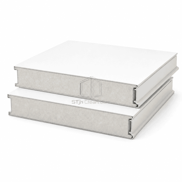 Complete magnesium oxysulfate cleanroom panel with coated steel surfaces