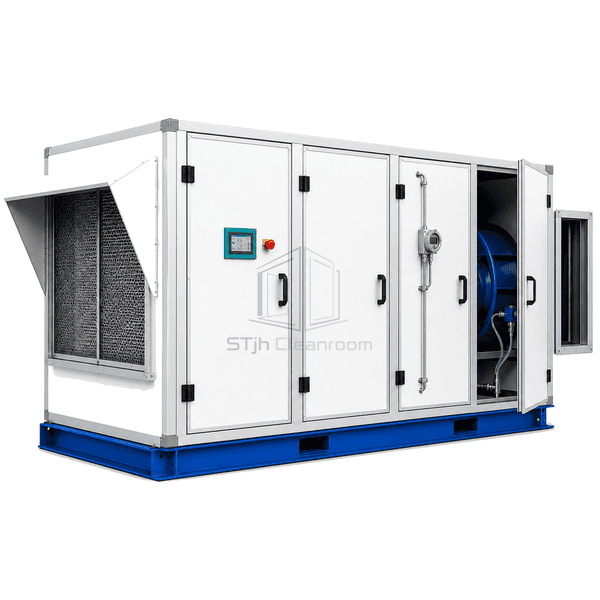Close view of makeup air intake damper and airflow measurement station