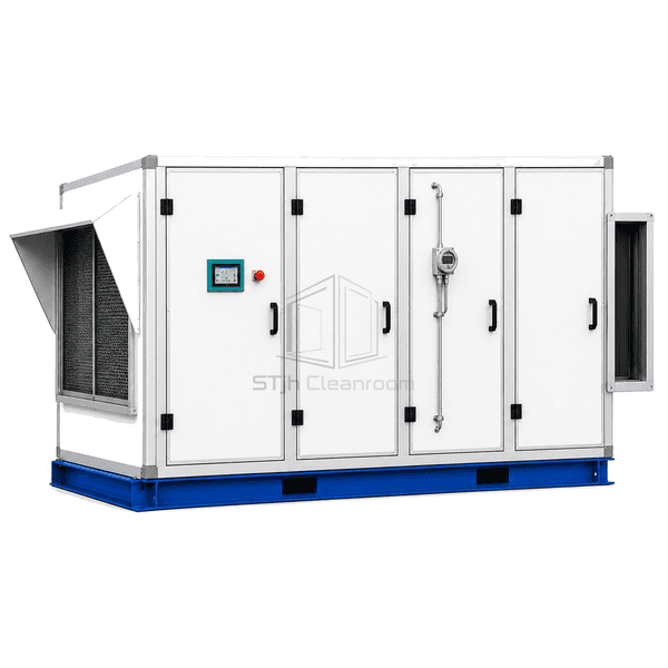 Front view of makeup air unit access doors and control panel