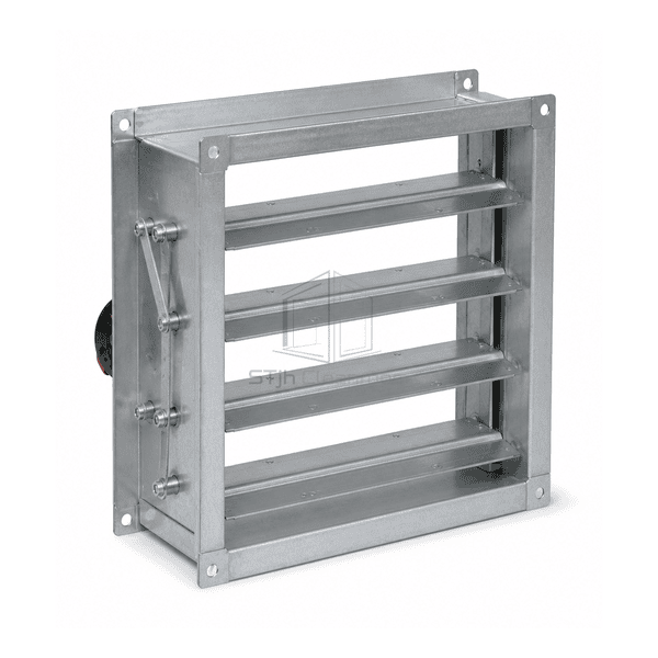 Complete horizontal manual duct damper with flanged channel casing