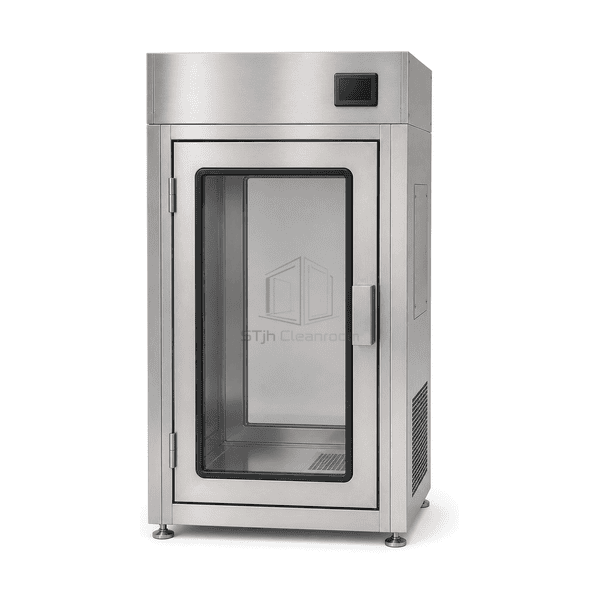 Front elevation of the air-shower pass box and timed cycle display