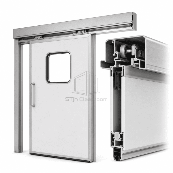 Medical hermetic sliding door track carriage and perimeter gasket interface