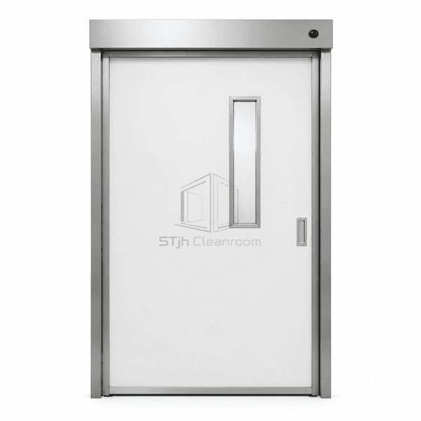 Medical hermetic sliding door shown as a complete upright front elevation