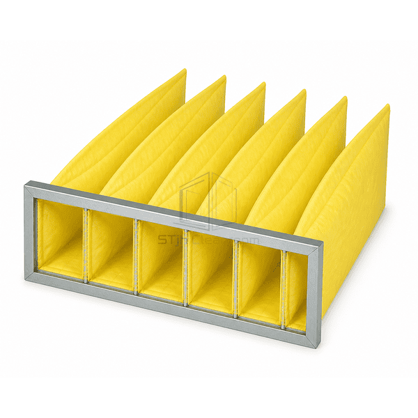 Complete horizontal pocket filter with galvanized header frame