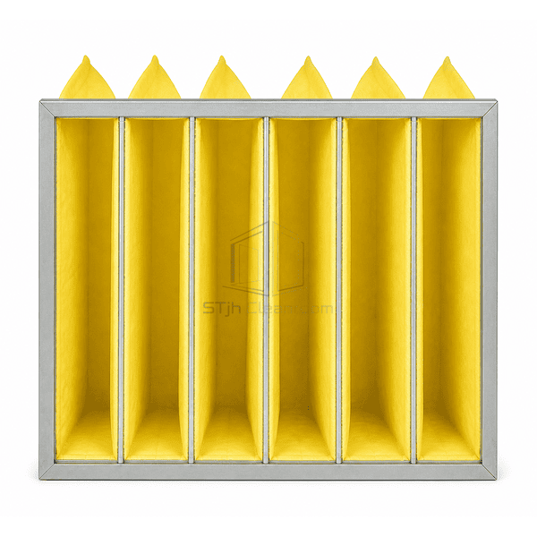 Front header view of evenly spaced tapered filter pockets