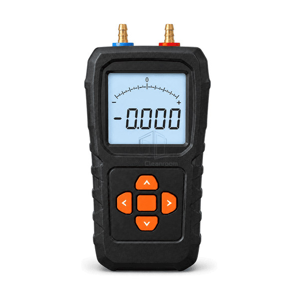 Micromanometer front view showing display and controls