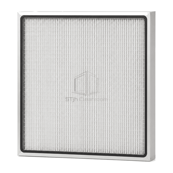 Upright front view of U15 mini-pleat cleanroom filter