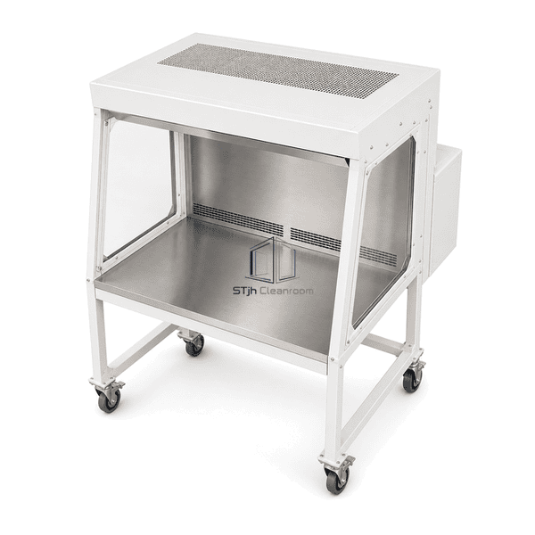 High-angle view of the booth positioned around a sampling drum