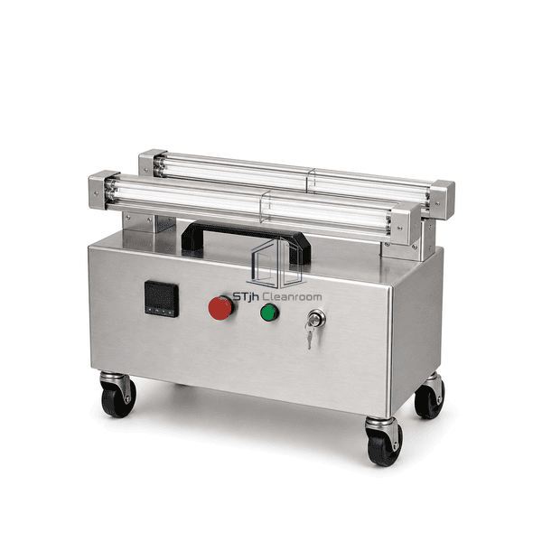 Mobile UV trolley with lamp arms folded for transport