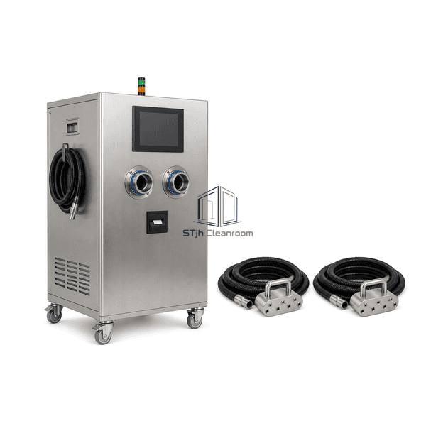 Complete mobile VHP unit with hoses arranged horizontally