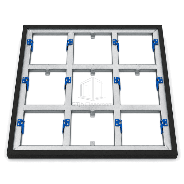 Horizontal bank of connected air filter holding frames