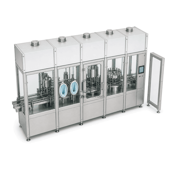 High-angle view of the expandable barrier frame along a production line