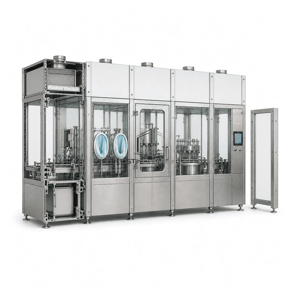 Side view showing modular supply, door and machine-interface sections
