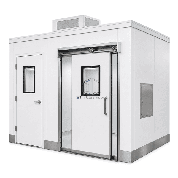 Close view of a flush panel joint, coved base and gasketed door frame