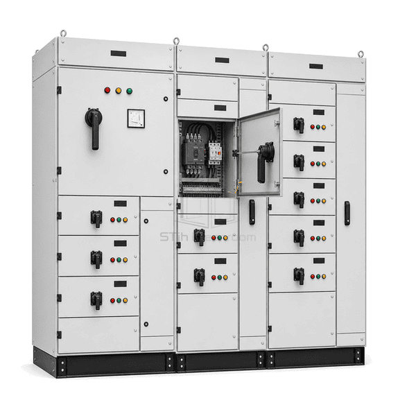 Close view of a feeder disconnect handle, overload relay and terminal compartment