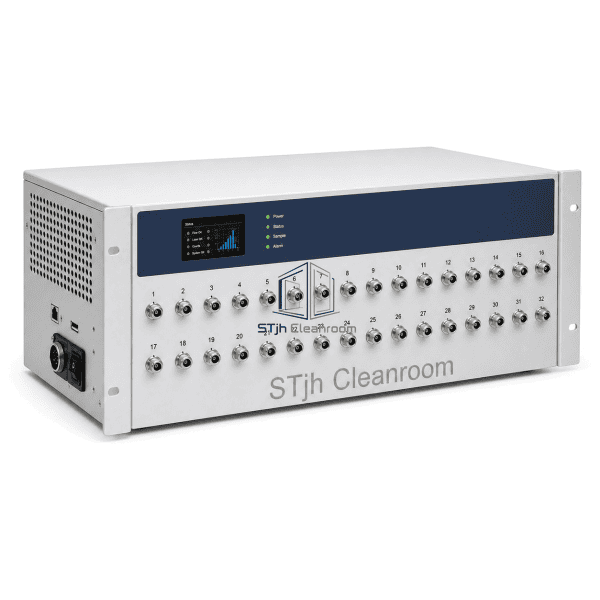 Multi-channel particle monitoring system side view showing manifold depth