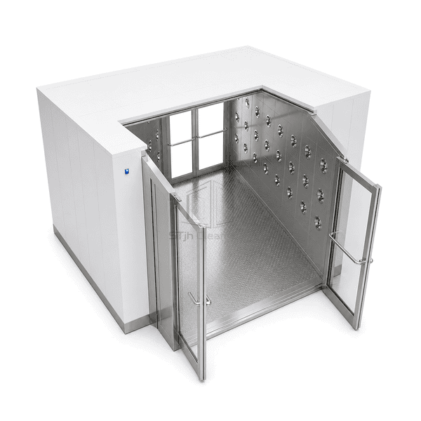 Overhead view of the multi-person chamber and zoned standing space