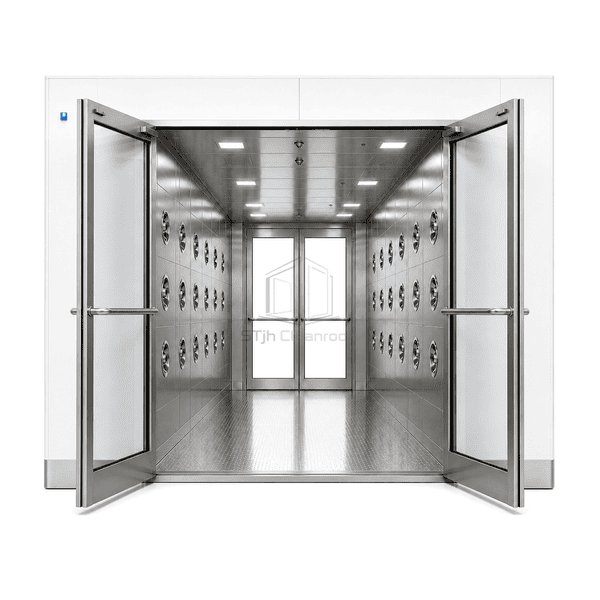 Front elevation of the wide multi-person air shower entrance