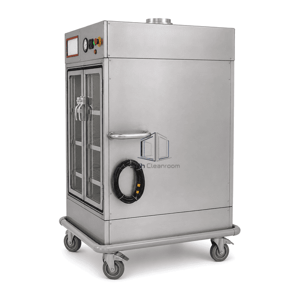Negative pressure transport cart in complete rear three-quarter perspective