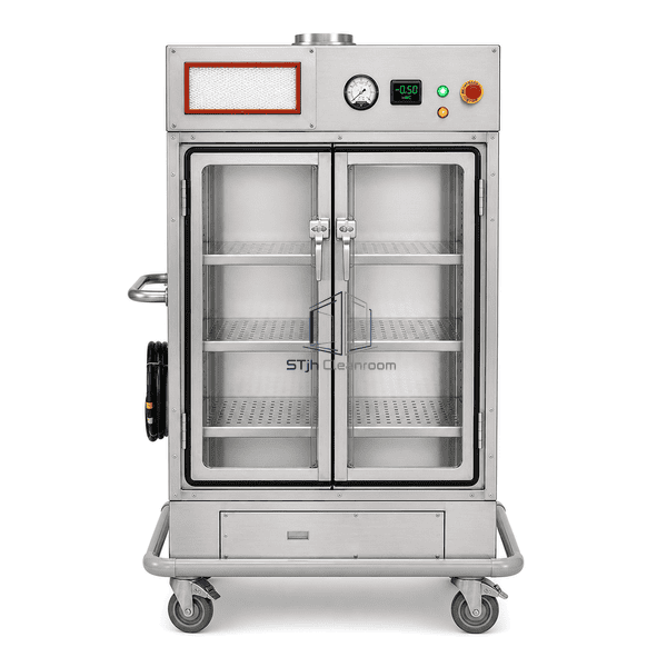 Negative pressure containment cart with gasketed double doors from the front
