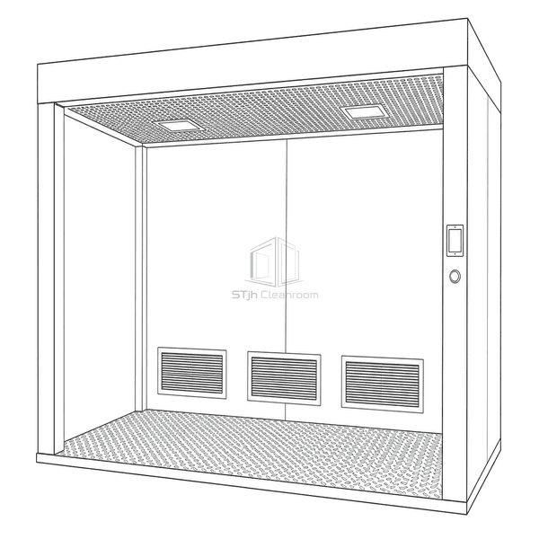 High-angle view of the balance table and low return arrangement