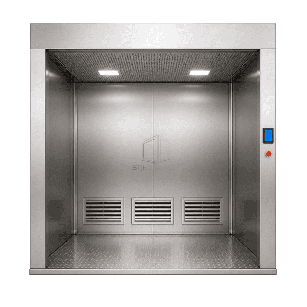 Front view into the contained weighing zone and inward access opening