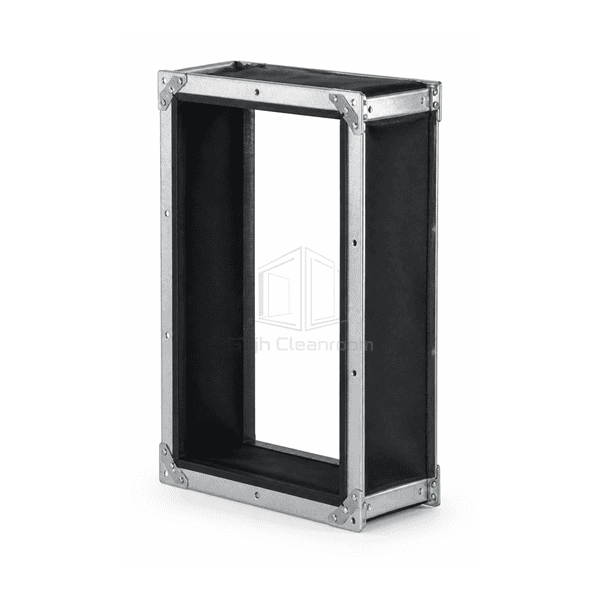 Upright prefabricated rectangular flexible duct connector