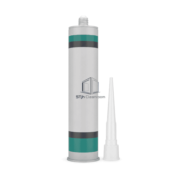 Upright front view of a neutral-cure silicone cartridge with separate nozzle